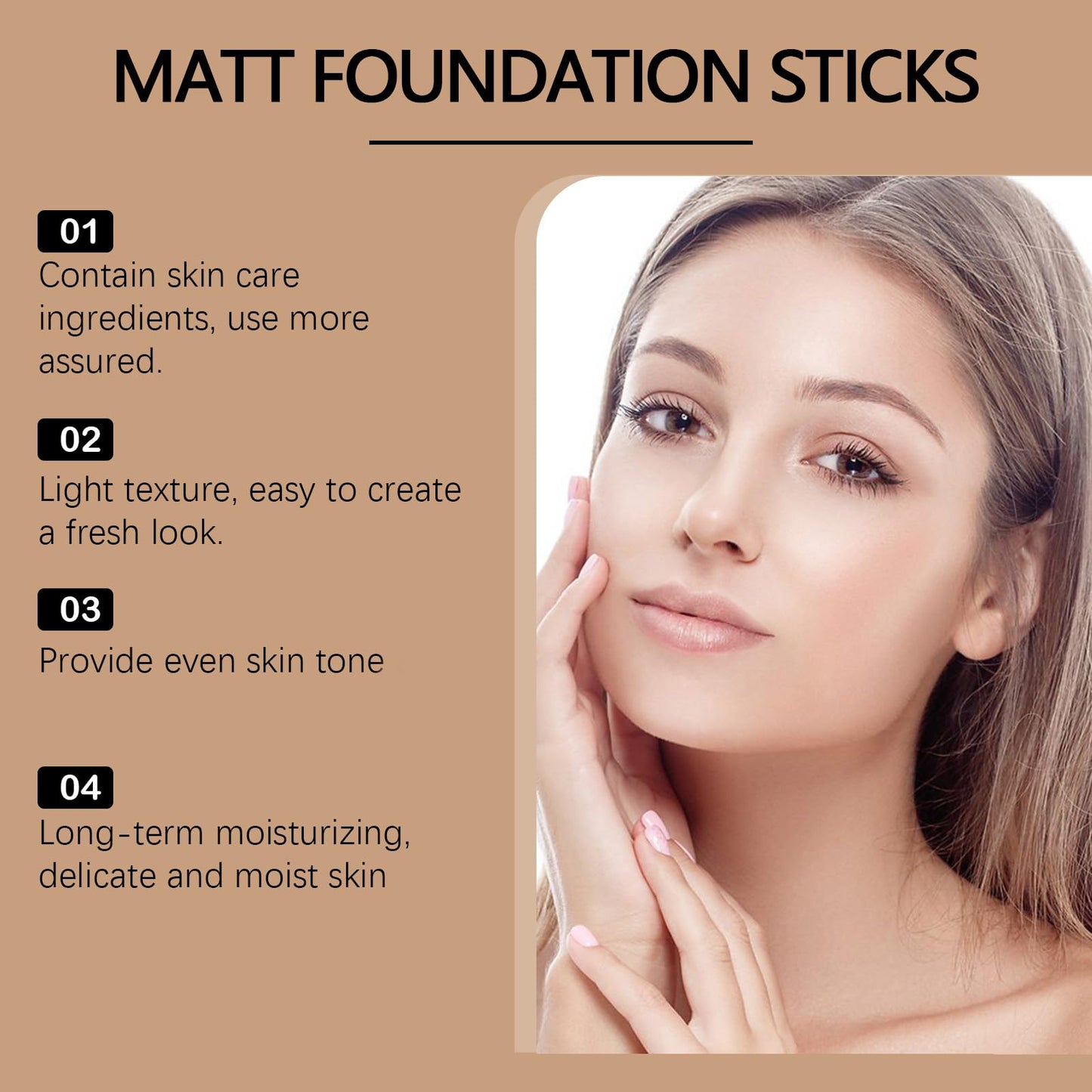 2-in-1 Makeup Foundation & Concealer Stick with Brush - Full Coverage Cream Foundation for Mature Skin