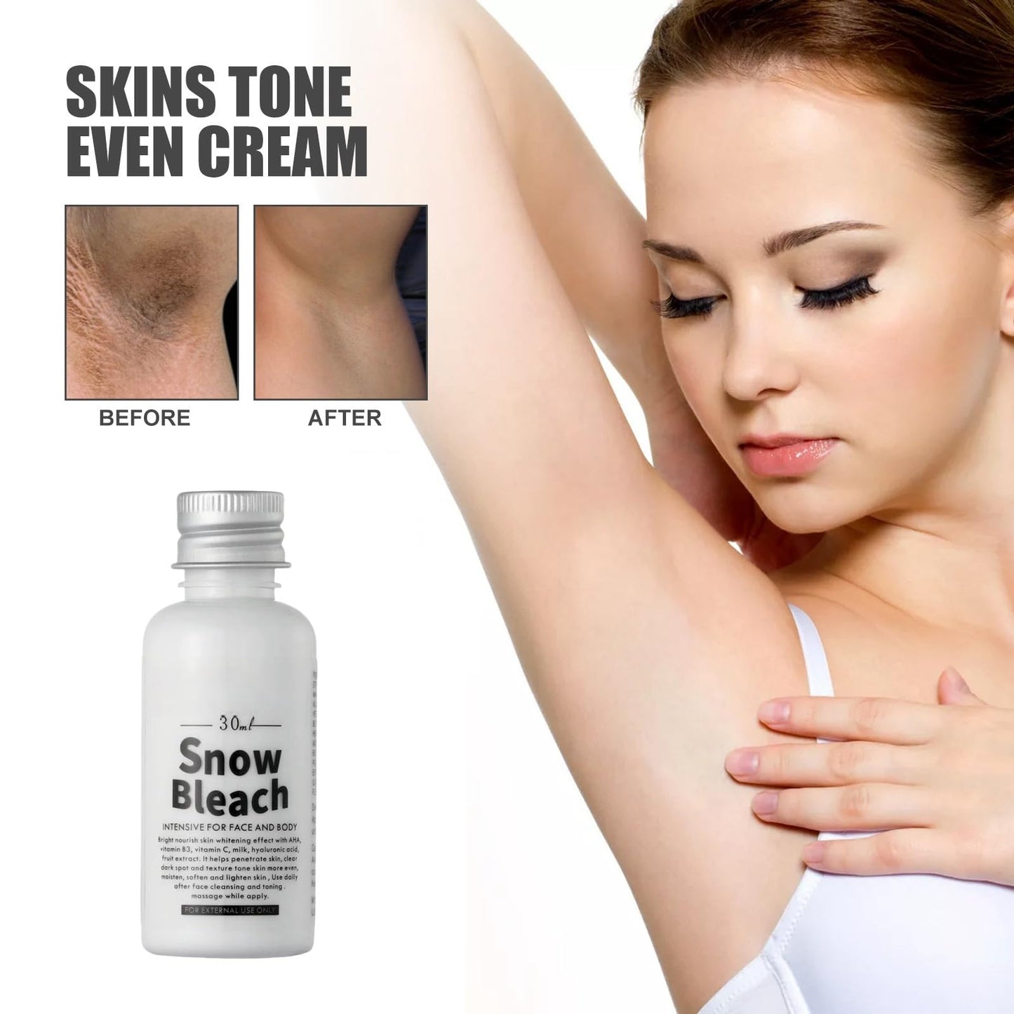TONISABERY Skin Bleaching Cream,Whitening Body Lotion for Intimate Area,Snow Bleach Cream for Underarms,Underarm and Inner Thigh Cream for Body,Skin Lightening Bleaching C-ream,Private Parts Whitening,30ML