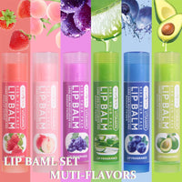 NLFOX 6pcs Lip Balm Set - Fruit Lip Balm Multipack - Moisturizing Soft Lips Feelings Six Assorted Flavors - Lip Balm Kit for Day&Night Lip Care - Natural Lip Balm for Dry Cracked Lips