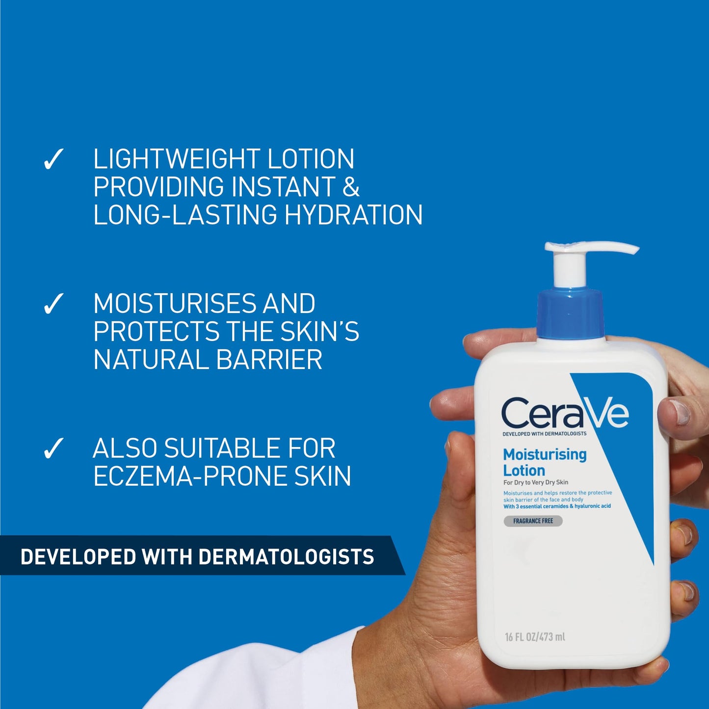 CeraVe Face & Body Routine for Dry Skin Travel Essentials- Moisturising Lotion 473ml & Hydrating Cleanser 88ml