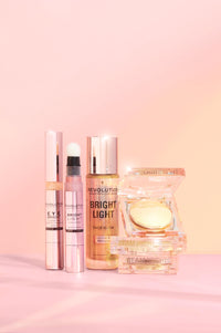 Makeup Revolution Beam Bright Highlighter, All Over Face Glow, Powder To Liquid Formula, 5 Different Shades, Pink Seduction