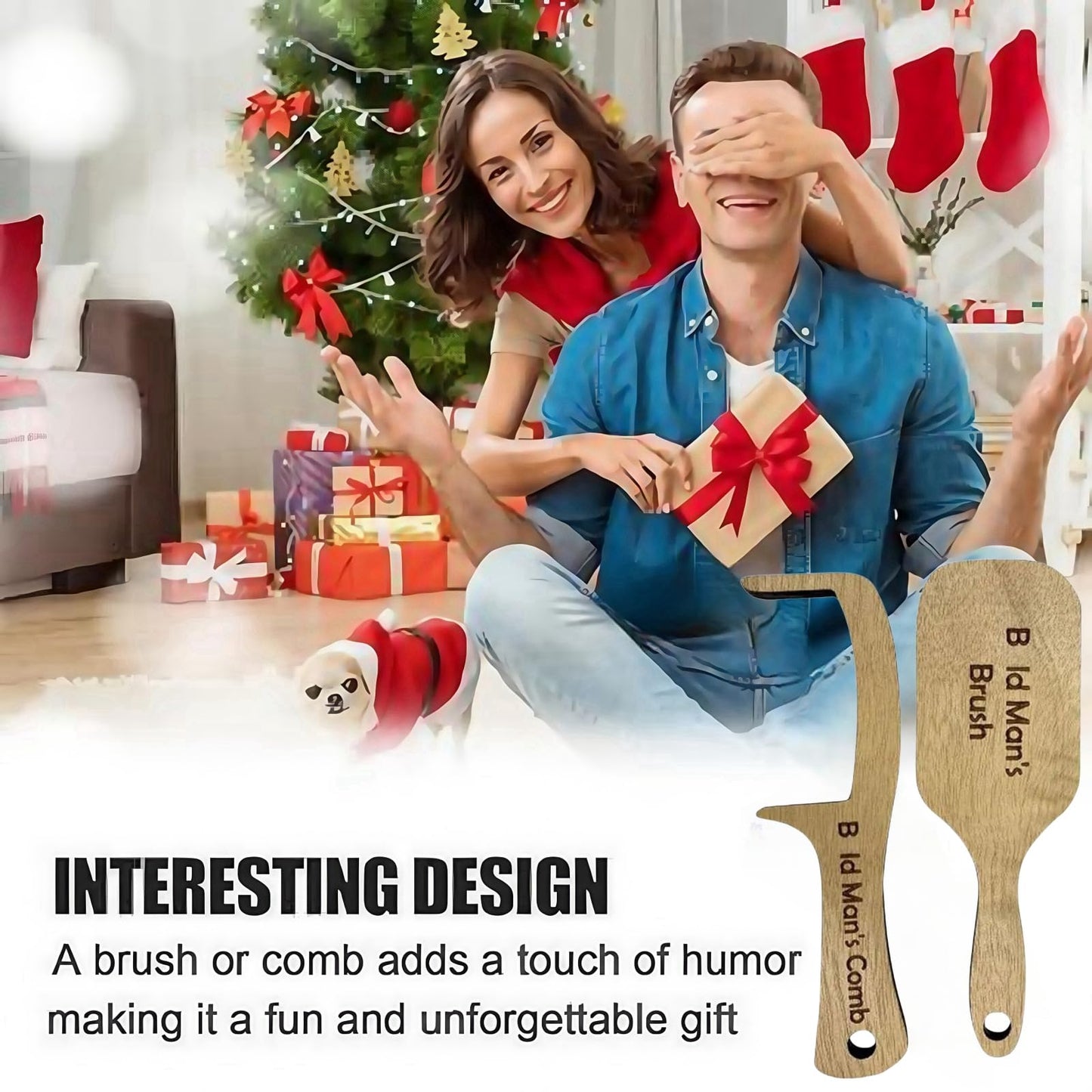 Jinjiar 2 Ba-ld Man Comb,Wooden Funny Hairbrush Comb,Joke Pranks for Adults,Humorous Toothless Combs Blad Mans Brush,Presents for Men,Hair Combs for Men,Ba-ld Mans Comb and Brush,Wooden Hair Comb,Ba-ld Comb