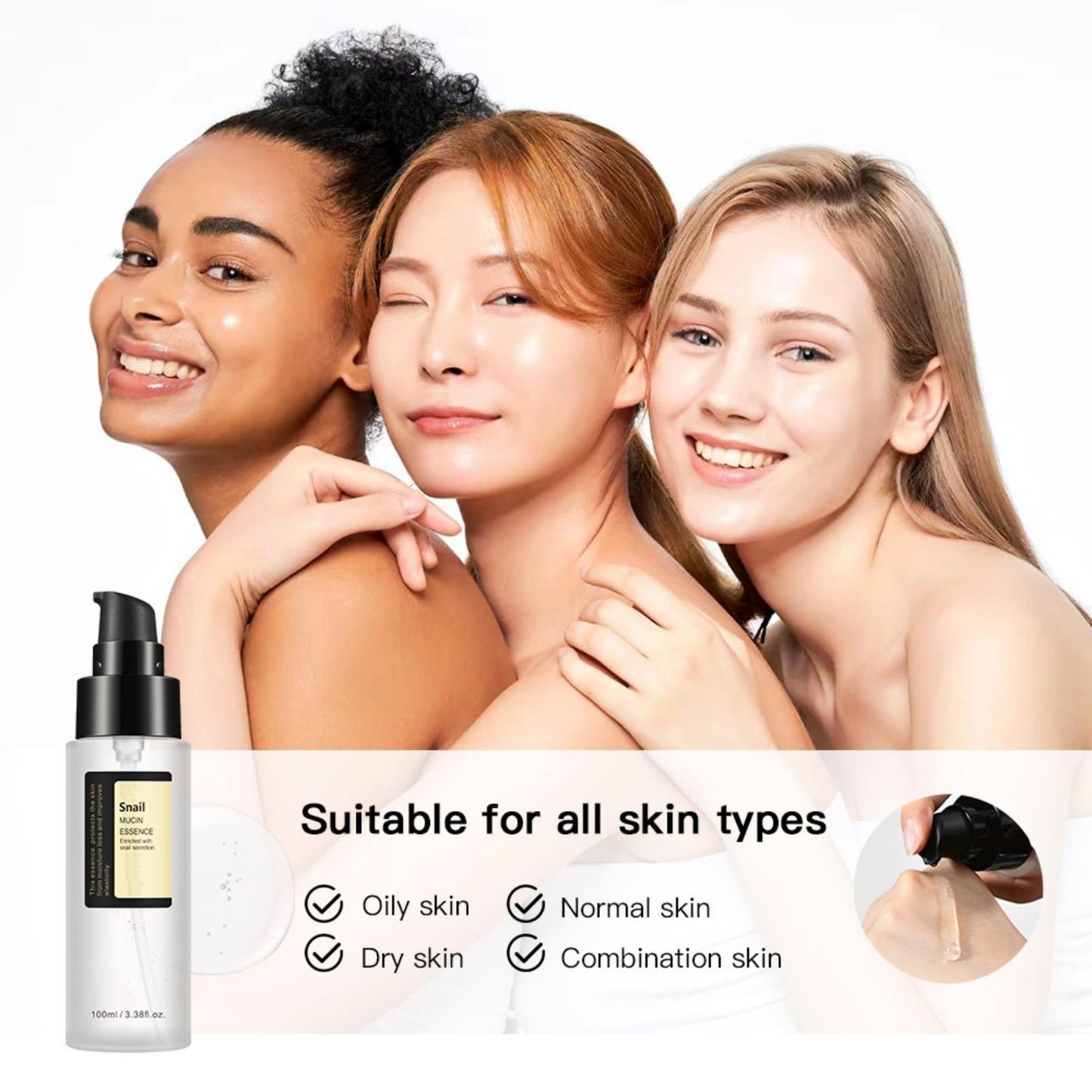 Tongyend Snail Repair Essence, Snail 96% Mucin Power Repairing Essence, Hyaluronic Acid Serum for Face, Hydrating Serum for Face with Snail Secretion Filtrate for Dull & Damaged Skin