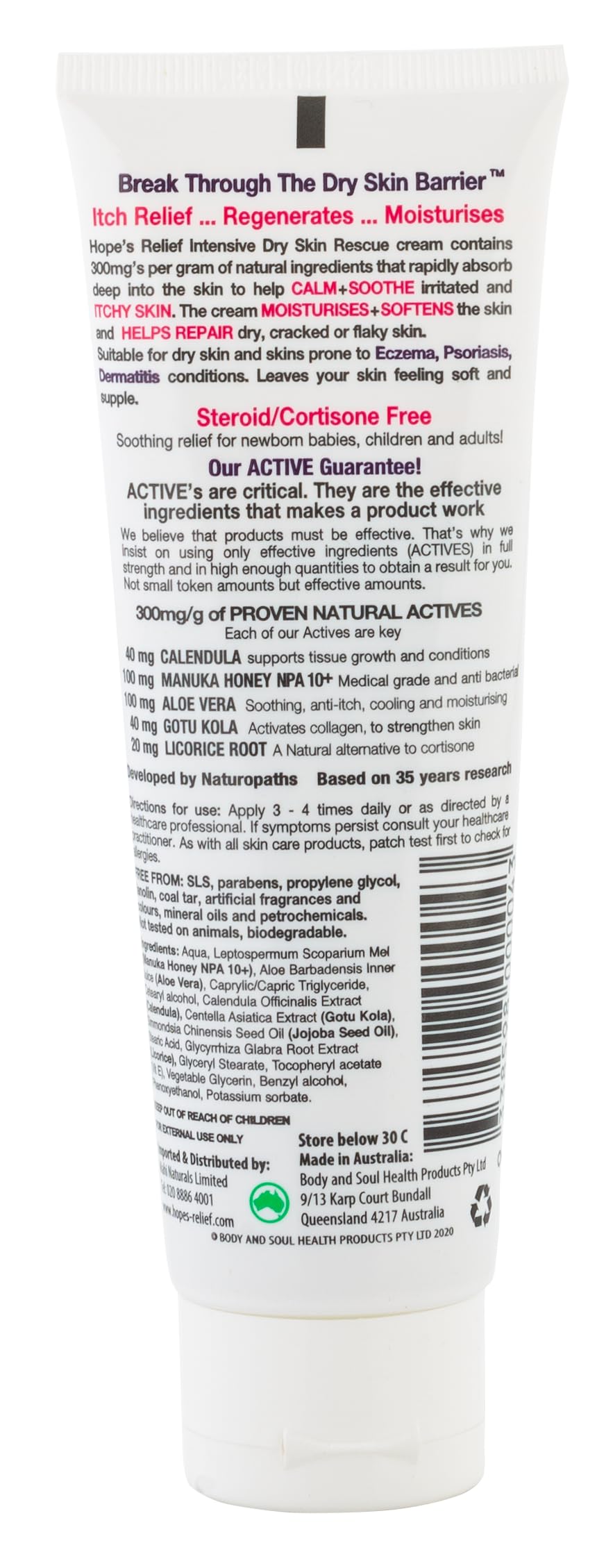 Hopes Relief Hope's Relief Natural Intensive Dry Skin Cream VALUE 6 PACK BUNDLE for Face,Hands,Body Moisturiser, Eczema, Psoriasis and Dermatitis Treatment ideal for dry itchy skin and irritated skin 60g