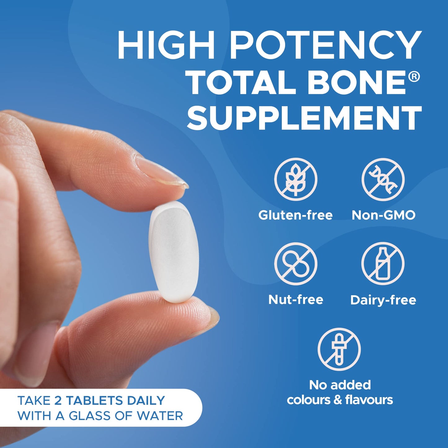 Total Bone® Calcium Magnesium Zinc & Vitamin D3 Supplement – 180 Vegetarian Tablets – 3 Month Supply High Strength Osteo Tablets – Strong Bones & Teeth – Calcium Mineral Complex