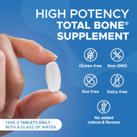 Total Bone® Calcium Magnesium Zinc & Vitamin D3 Supplement – 180 Vegetarian Tablets – 3 Month Supply High Strength Osteo Tablets – Strong Bones & Teeth – Calcium Mineral Complex