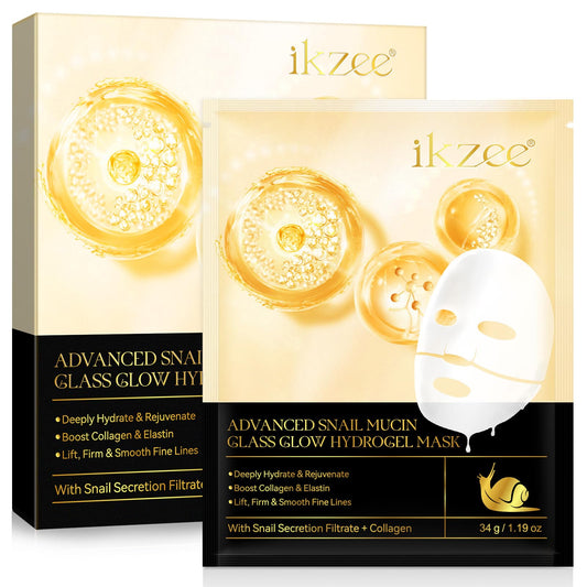 CiAIplw Advanced Snail Mucin Glass Glow Hydrogel Face Masks, Overnight Peel Off Snail Collagen Essence Facial Mask, Anti Wrinkle, Anti Aging, Deep Moisturizing, Nourishing, for All Skin Type, 4pcs