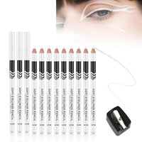 DEJIN White Eye Pencil 12 PCS White Pencil for Skin Marking, White Pencil Eyeliner, White Make up Pencil, White Skin Pencil - For Beginners or Professionals Eye Makeup, With Sharpener