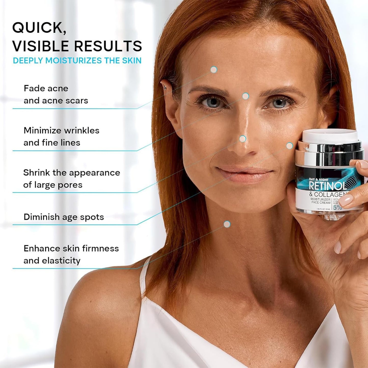 Shefave Retinol Cream For Face, Anti Aging Face Cream With 5% Hyaluronic Acid - Skin Tightening & Wrinkle Reduction Facial Moisturiser - Lifting And Firming For Youthful Glow