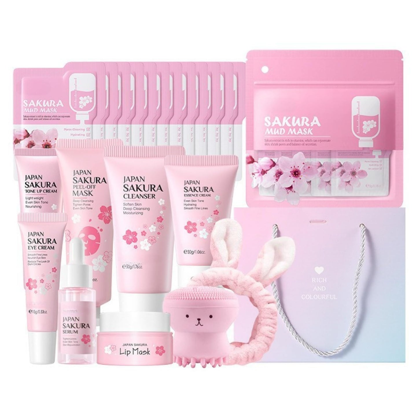 Skin Care Sets & Kits, Cherry Blossom Skincare Set for Teenage Girls, Sakura Skincare Set For Teen Girls, Complete Skin Care Set For Teen Girls & Women Travel Size