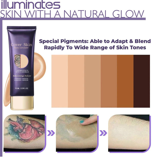 OunTechGlory Body Concealer & Leg Makeup - Waterproof, Full Coverage Tattoo & Vein Cover Up, Dark Spots & Scars - Natural Radiance Formula