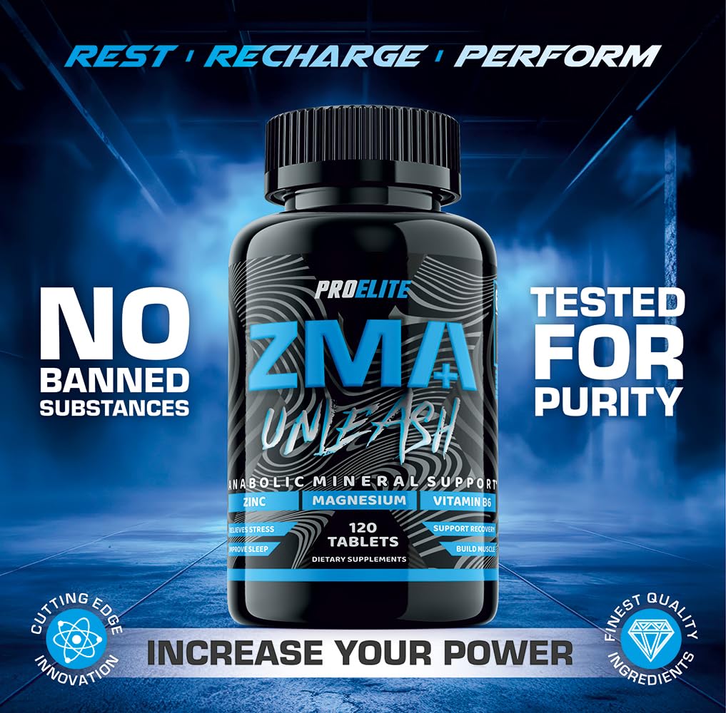 ZMB6 60 Tablets Gluten Free Vegan Vitamin B6, Magnesium and Zinc Tablet | Normal Muscle Function & Energy Yielding Metabolism | Muscle Growth & Sleep Support | PROELITE UK (60 Count (Pack of 1))