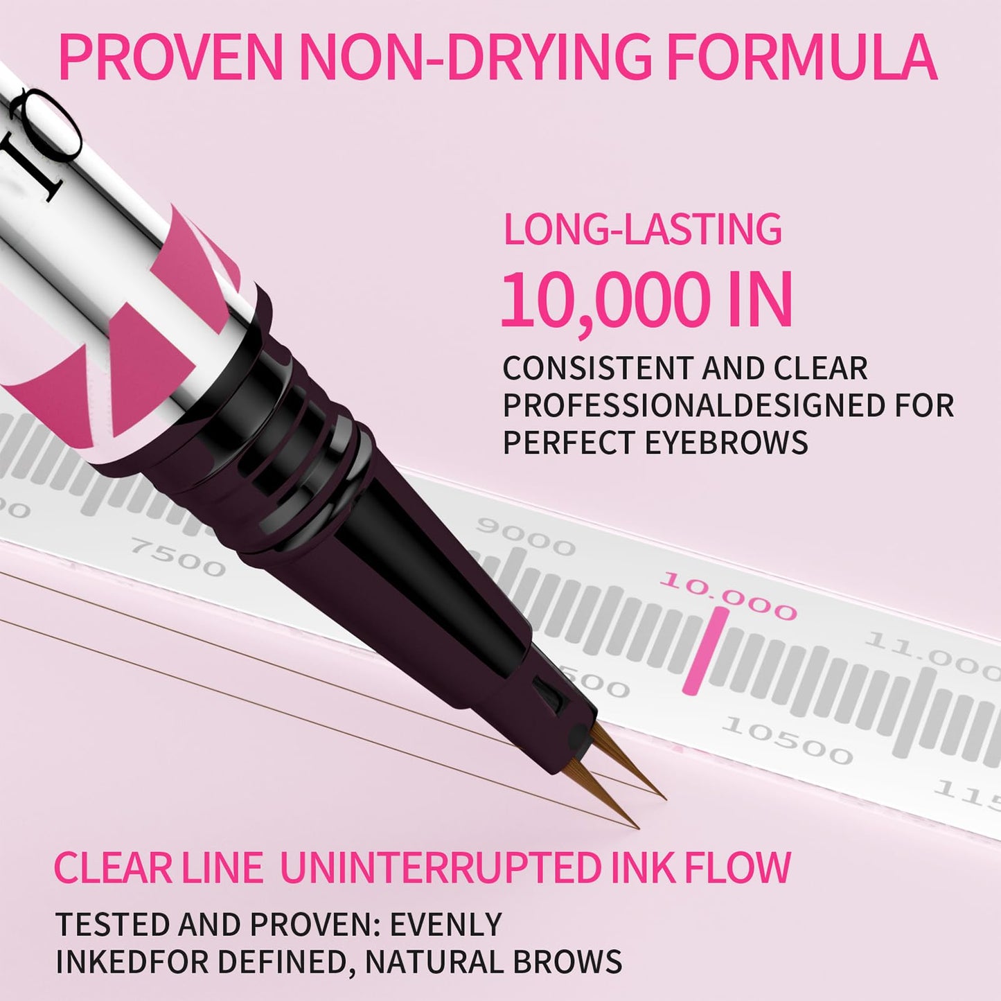 NLFOX Microblading Eyebrow Pen - Magic 2-In-1 Eyebrow Pencil - Eye Brow Pencil with Double-Ended Eyebrow Brush - Smudgeproof Waterproof Eyebrow Pen Create Natural Hair-Like Brows(Dark Brown)