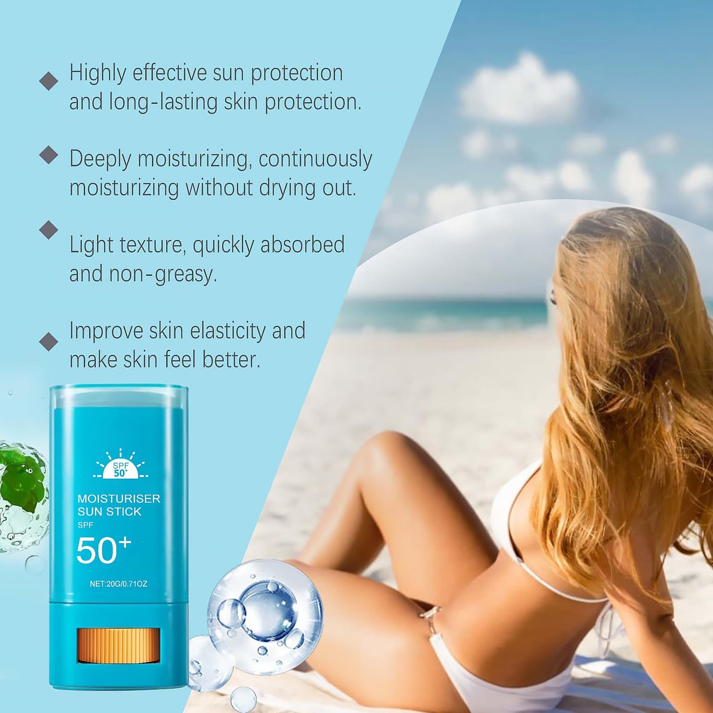 IZBEAUVO Sunblock Stick SPF 50 PA+++, Sun Cream SPF50+ for Face & Body, Waterproof Sun Stick, High Protection Travel Size Sun Cream, Ultra Light UV Protetion Sunscreen Stick, Moisturizing & Refreshing