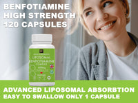 MetaSuperfoods Liposomal Benfotiamine and Thiamine B1 | High Strength 600mg | 120 Vegan Capsules | Fat Soluble for Heart & Kidney | Eye & Nerve Repair | All Natural