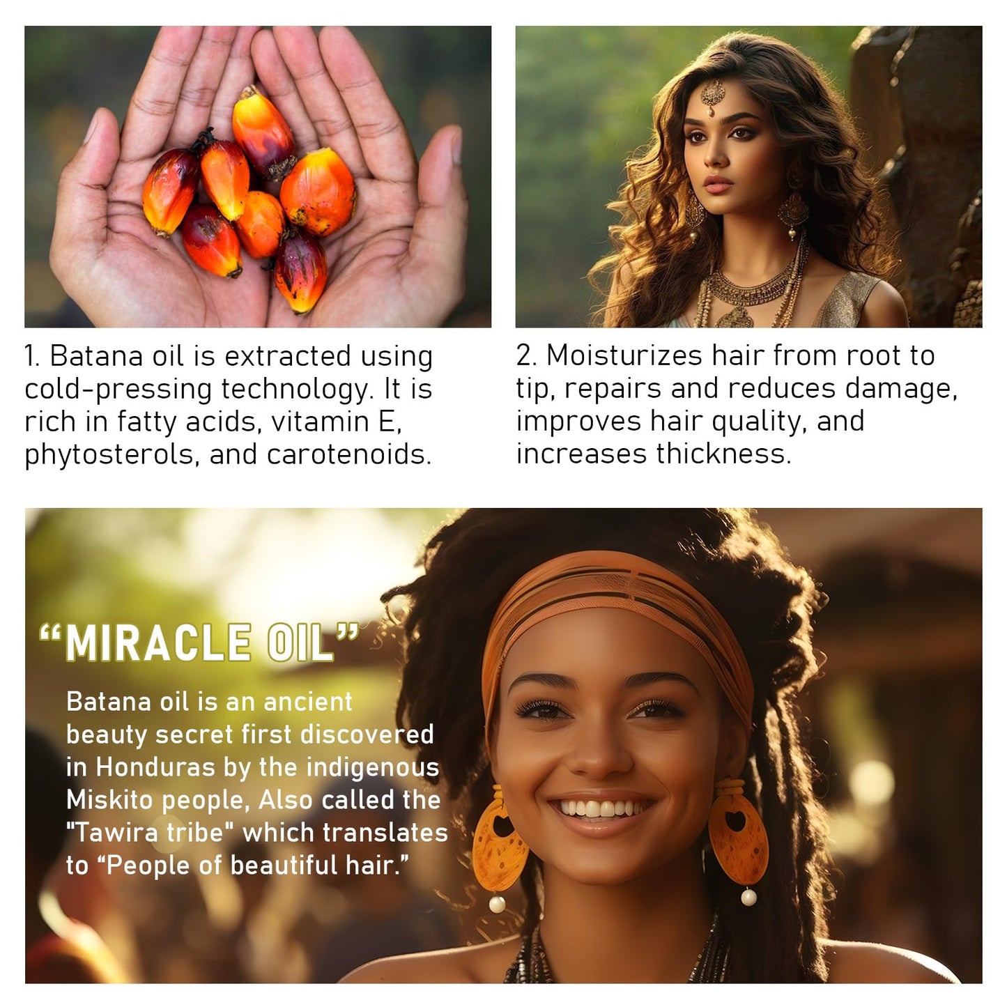 OBNOSWLPJMN Batana Oil for Hair Growth 60ml,100% Pure & Natural Batana Oil for Healthier Thicker Fuller Hair,Eliminate Hair Split Ends, Prevents Hair Loss & Breakage & Skin for Men & Women 60ml (60ml)