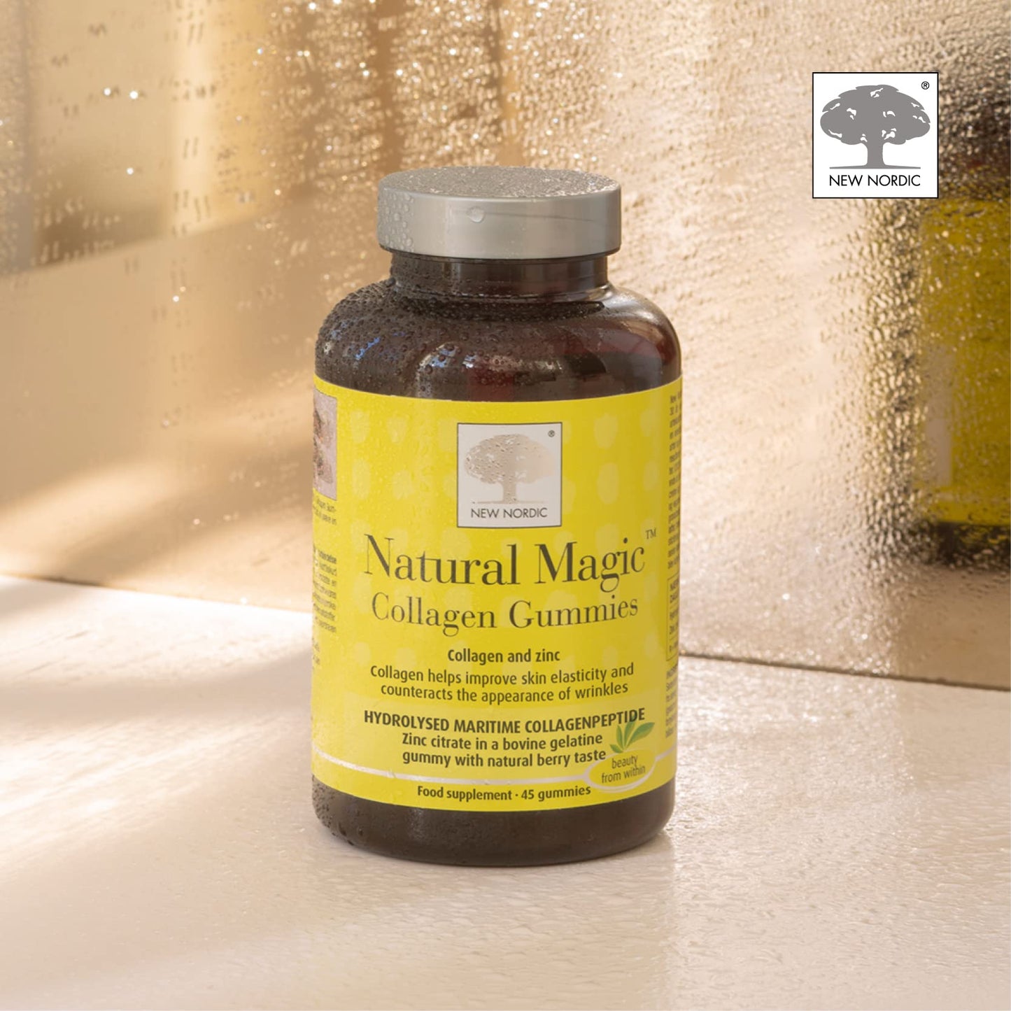 New Nordic Ltd New Nordic Natural Magic Collagen Gummies - Hydrolysed Freshwater Marine Collagen with Zinc - Improve Skin Elasticity and Reduce Wrinkles - Delicious Berry Flavour - 45 Gummies