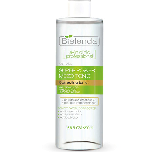 Bielenda Skin Clinic - Face Tonic - Effectively Cleanses The Skin - Reduce Pores Enhance Skin Shine Lightens Discolorations - Skin Clinic Professional with Mandelic and Lactobionic Acid - 200 ml