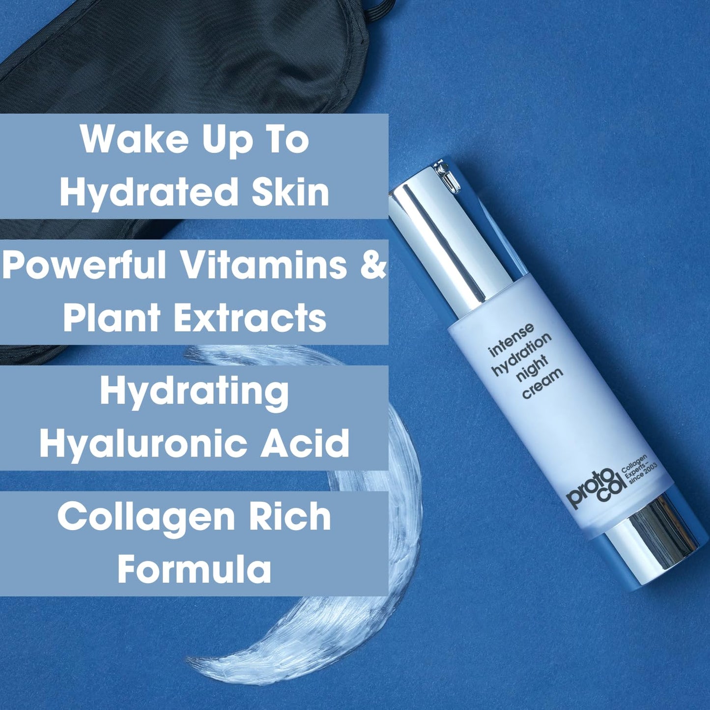 Proto-Col Proto-col - Intense Hydration Night Cream, Collagen Technology + Hyaluronic Acid + Vitamin C, Wake up with Smooth, Plump and Radiant Skin (50ml)