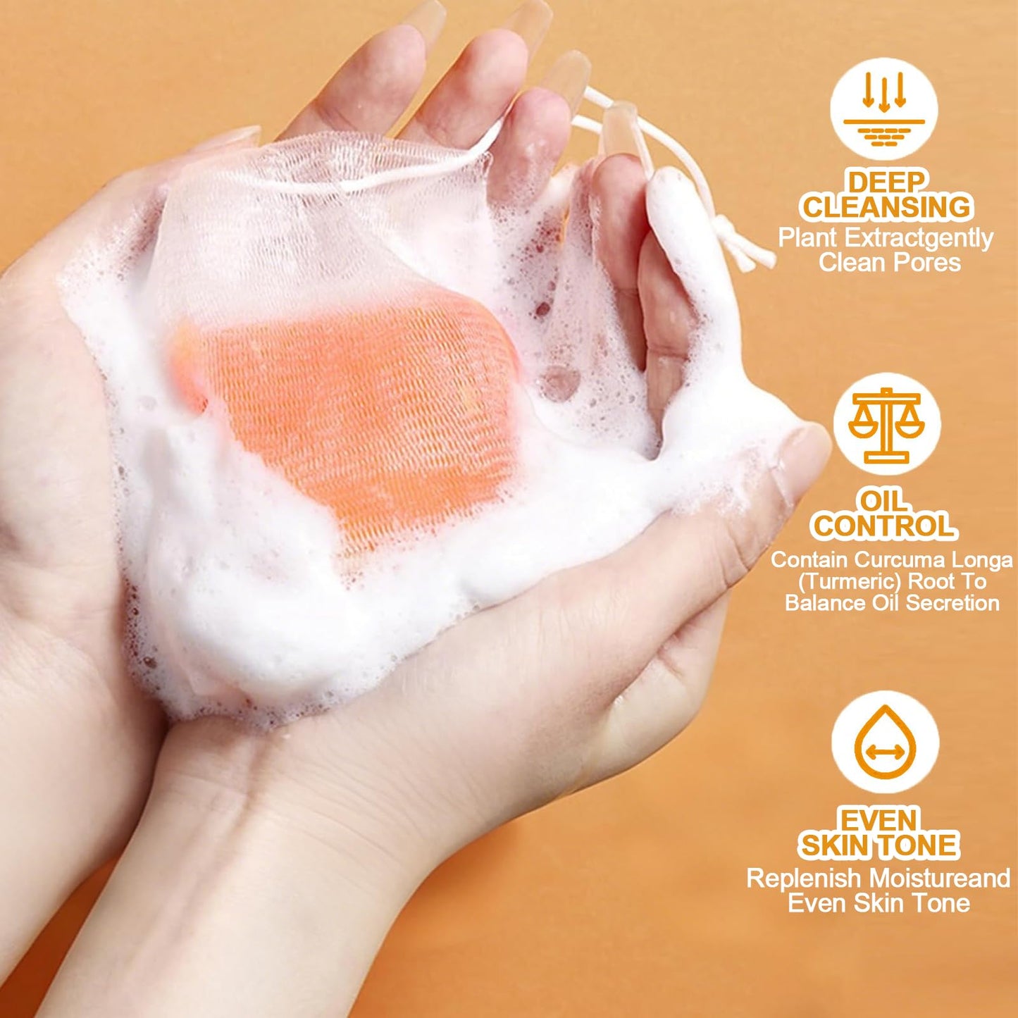 Trendyfave Turmeric Soap (2 Pcs) Natural Turmeric Soap Bar for Acne & Dark Spots, Hyperpigmentation Smoothing Skin with Turmeric Root Extract, Cleanser, Deep Moisturizing & Gentle for All Skin Types