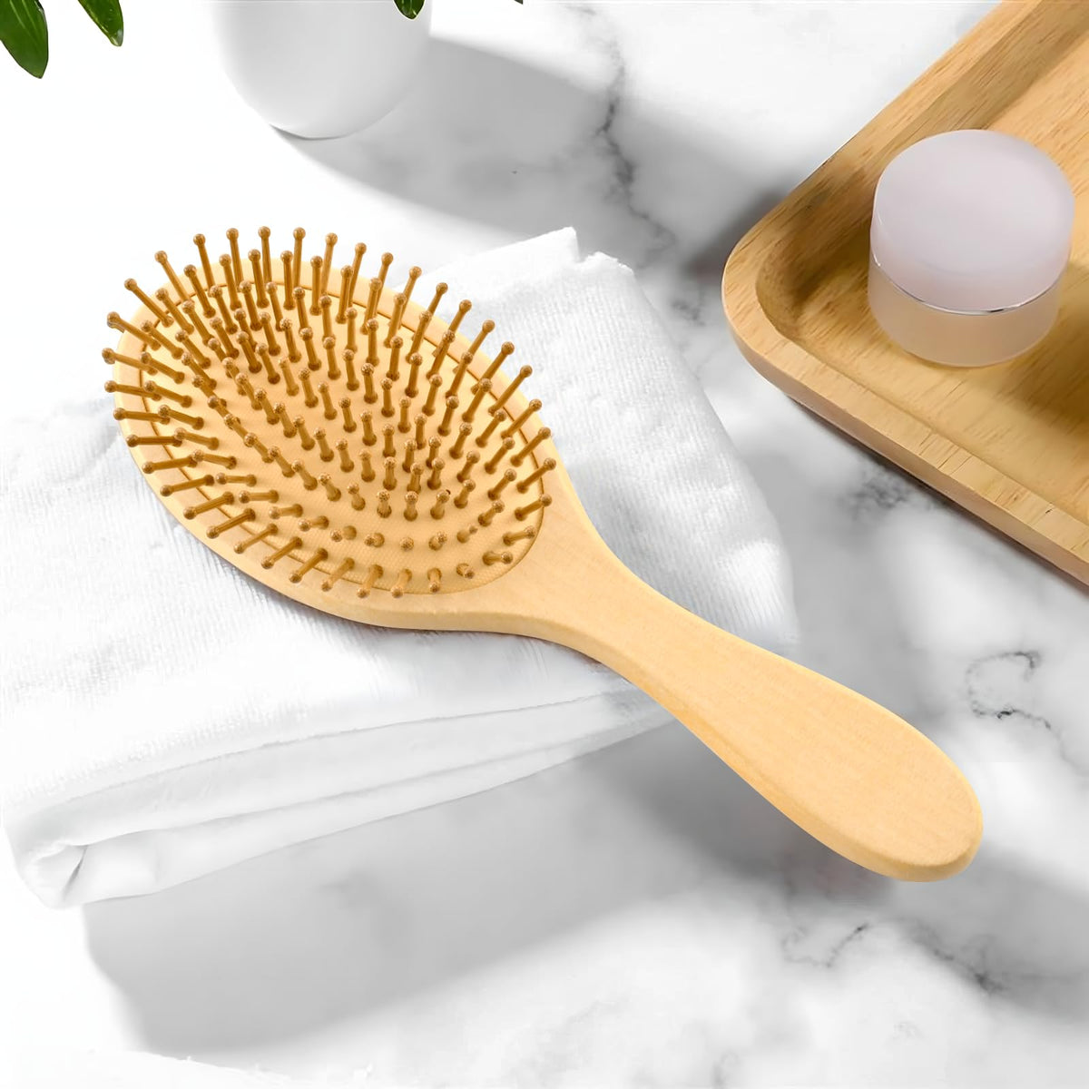 Mnsruu Wooden Hair Brush, Vintage Pinecone Cone Hairbrush for Long Short Curly Thick Thin Hair,Women Men Boys Girls Hair Brush