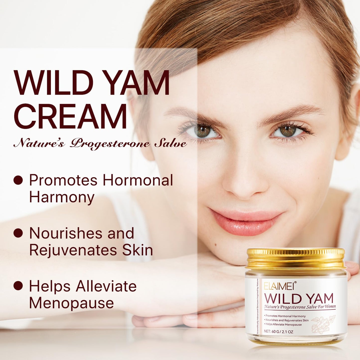 Tioueo Wild Yam Nature's Cream – Natural Hormone Balance Support – Organic Wild Yam Extract Moisturizing Cream – Soothing Skin Care for Women 60G