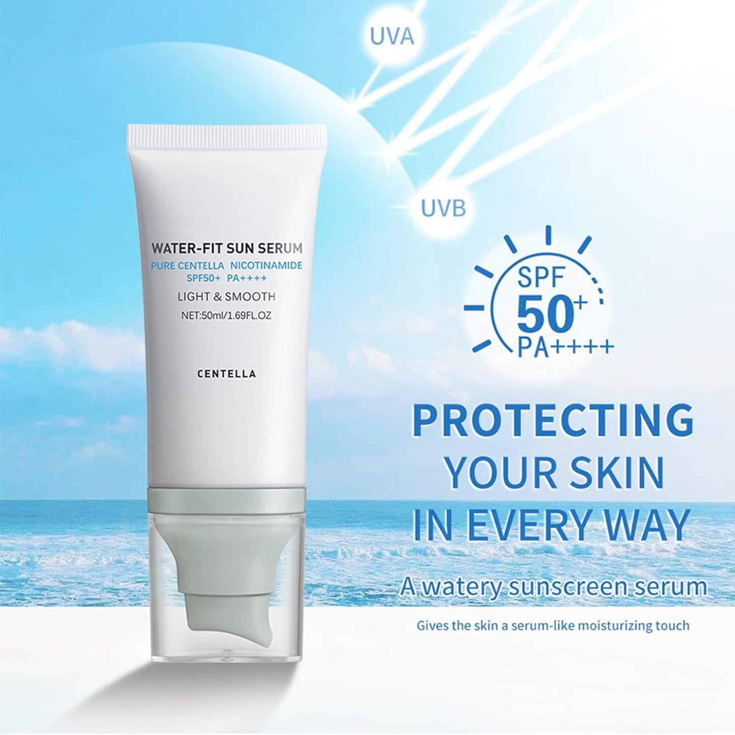 Madagascar Cenntella Sunscreen, Centella Sunscreen SPF 50 Factor 50 Sun Cream, Korean Sun-screen Spf 50 Face, Hydrating & Soothing Korean SkinCare,Refreshing Dry Oily Skincare
