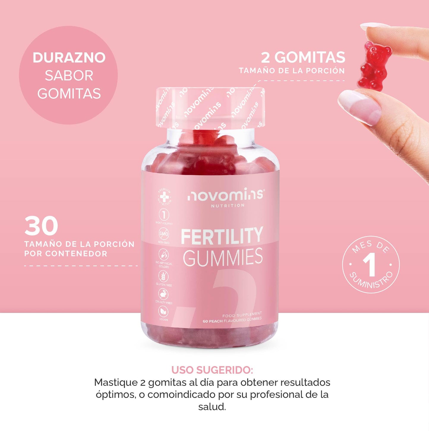 Fertility Gummies - Fertility Supplements for Women Trying to Conceive–25 Essential Vitamins and Minerals and Botanicals Plus Folic Acid - Vegan- Gluten Free - by Novomins
