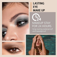 AuraAnge Black Eyeshadow - Matte Smokey Eyeshadow Palette - Intense Pigment Grey & Black Shades, Waterproof & Long-Lasting. Includes Dual-Ended Brush for Effortless Smokey Eye Looks, Suitable for Women