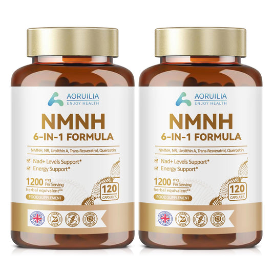Aoruilia NMNH Supplement 1200mg, 6 in 1 NAD Alternative & Trans-Resveratrol Superior Antioxidant Blend with Max Absorption for NAD+ Booster & Energy Support, 120 Capsules,2 Pack