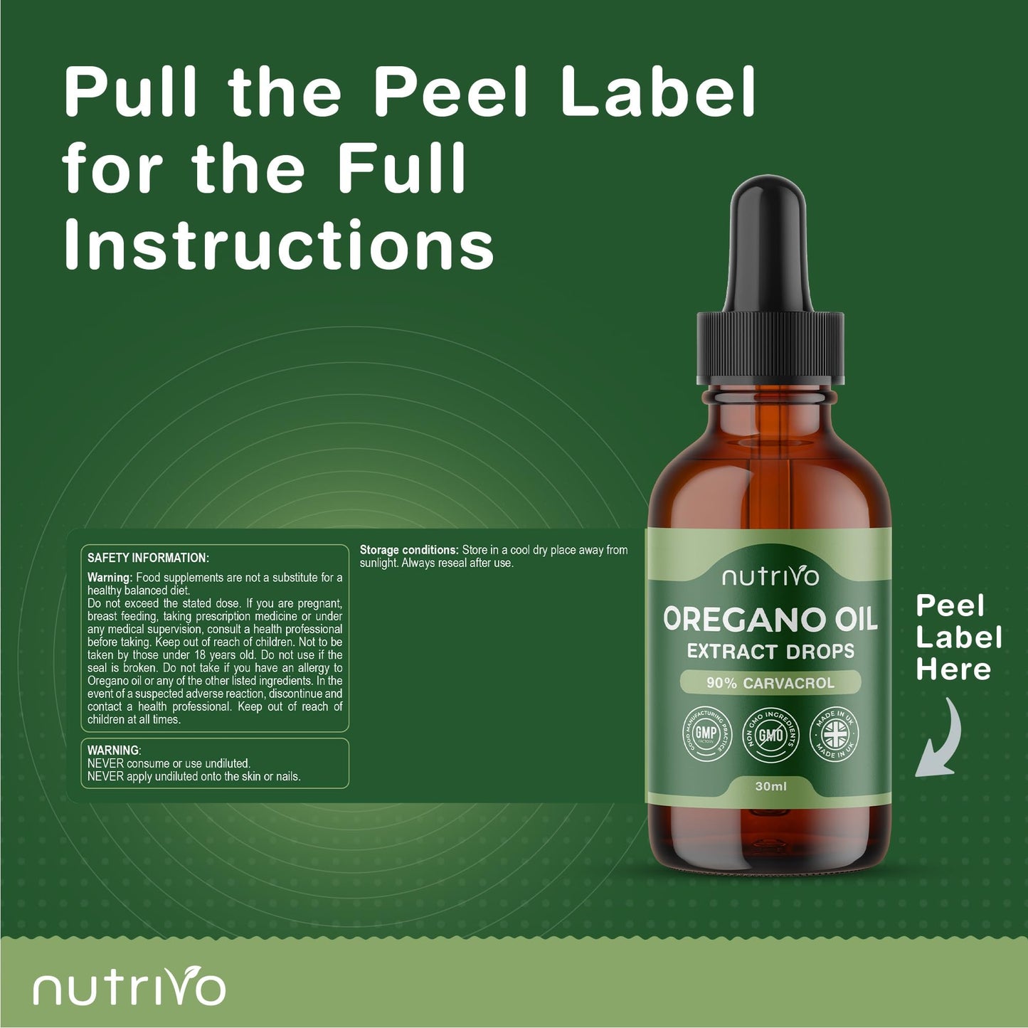 Oregano Oil Drops - 90% Carvacrol | 30ml Bottle - Over 1 Year Supply | Pure Wild Oregano Oil for Immune Support, Digestive Health & Natural Wellness | Pure and Potent Oil of Oregano