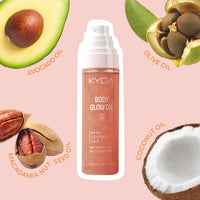 KYDA Body Glow Oil, SPF 45 Broad Spectrum, Sunscreen Body Oil with Rose Gold Mica, Moisturizing Coconut Body Oil, Lightweight Glow Body Moisturizer, Water Resistant, 3.38 fl oz, ROSE
