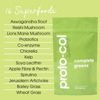 Proto-Col Proto-col | Complete Greens Capsules - 14 Superfoods and Adaptogens Including Ashwagandha & Spirulina | Vegan & Gluten-Free | Advanced Formula | UK Made | 150 Capsules