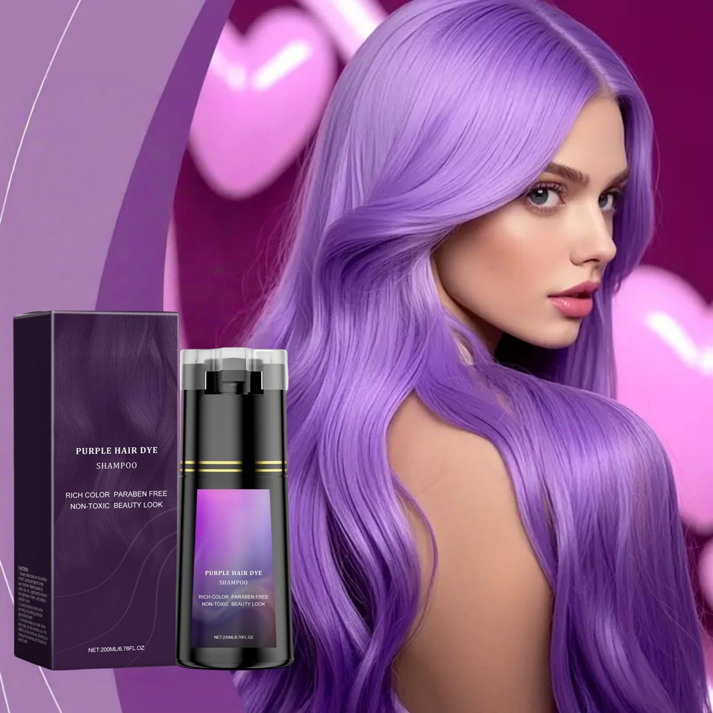Mubuni Purple Polar Hair Dye Shampoo,3-In-1 Shampoo for Color H/air,Purple Hai/r Dye,Color Sha/mpoo Ha/ir Dye,Instant Hai/r Dye Sham/poo,Colour Shamp/oo,Anti Grey Shampo/o,Permanent Colour