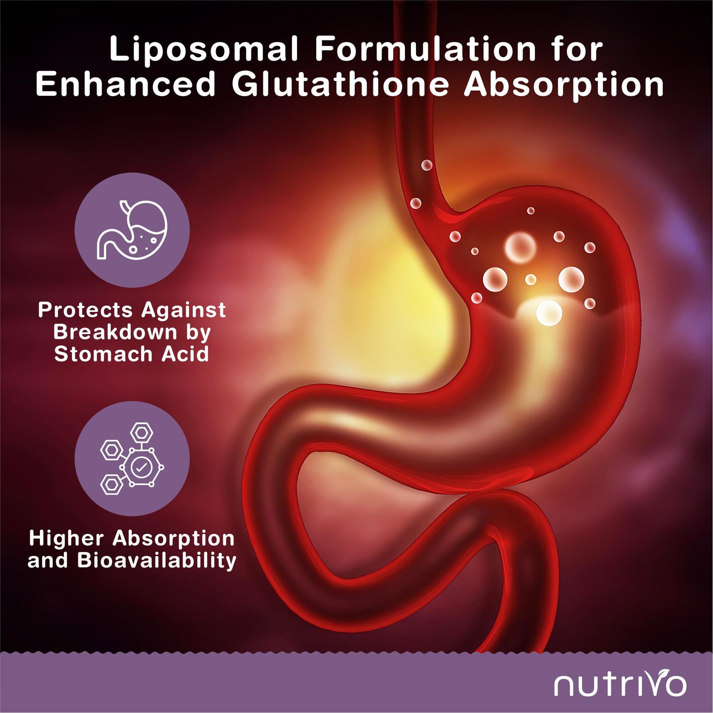 Nutrivo Liposomal Glutathione Supplement - 2000mg Complex Per Serving With Vitamin C, Collagen, Hyaluronic Acid & Phosphatidyl Choline | 60 Softgels - 1 Month Supply | Non-GMO & Third-Party Tested