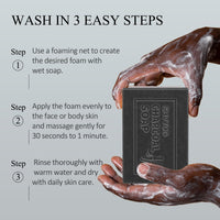 Bamboo Charcoal Soap, Salicylic Acid Soap Bar, Men's Cleansing Soap with Exfoliating Particles, AHA Soap for Oil Control, Pore Shrinking, Remove Blackhead Acne for Face and Body, 3x100g
