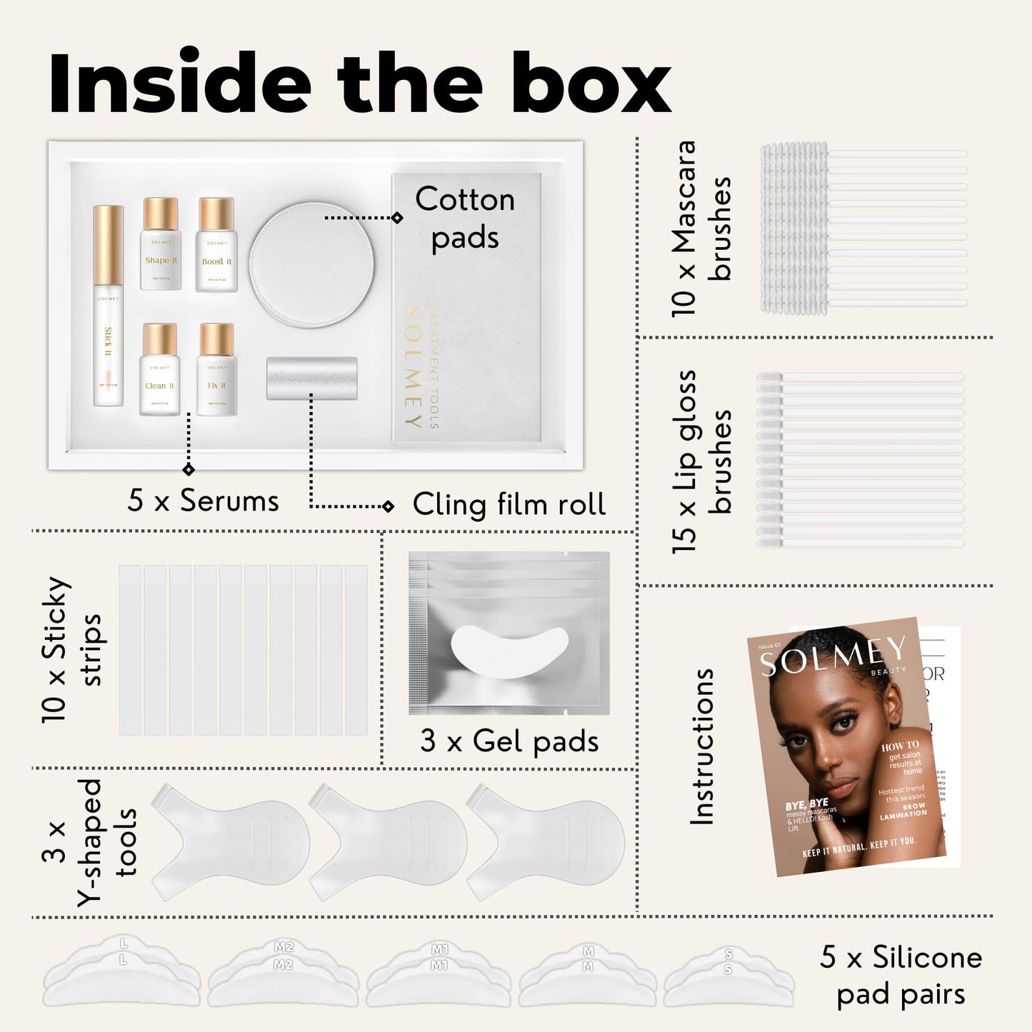 SOLMEY | 2-in-1 Lash Lift & Brow Lamination Kit | Professional Eyelash & Eyebrow Perm Set with Keratin, Collagen, Oats & Castor Oil | Salon Quality Results at Home - Up to 6 Weeks | Easy to use