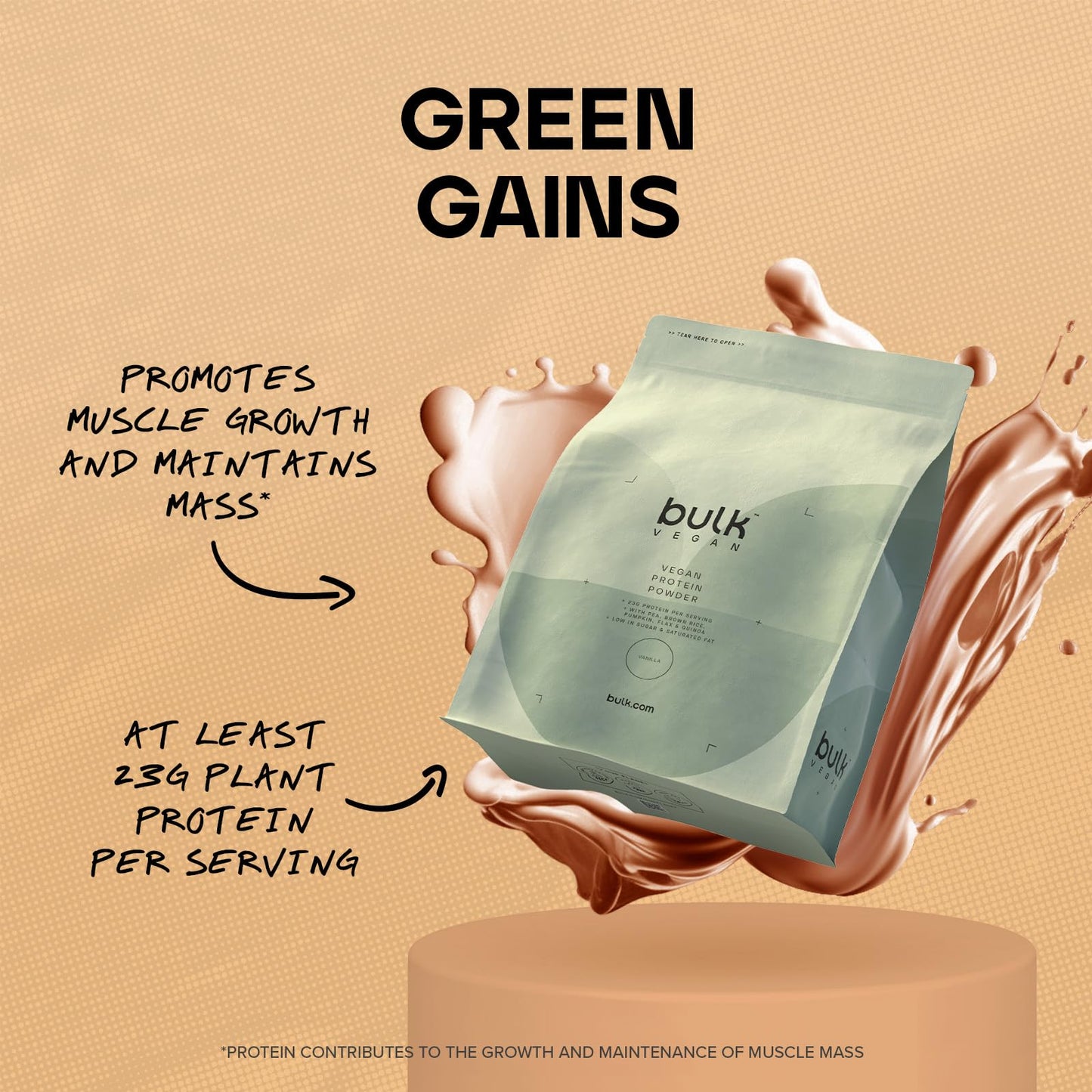 Bulk Vegan Protein Powder, Vanilla, 1 kg, Packaging May Vary