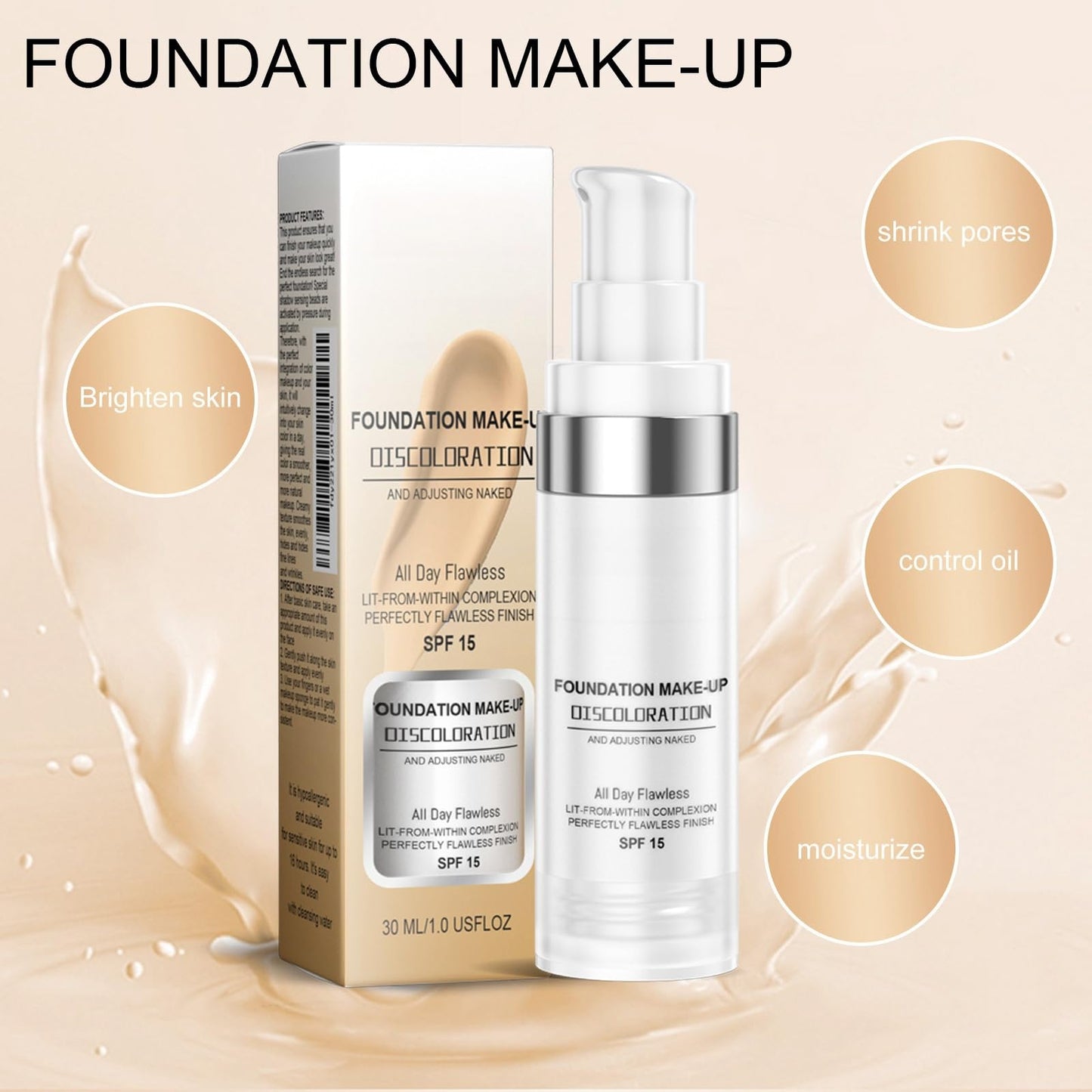 Siyinzu Colour Changing Foundation,Colour Changing Mature Skin Foundation,Foundation Colour Changing,Long-Lasting Makeup Fou-ndation for Mature Skin,Waterproof Moisturising Fou-ndation