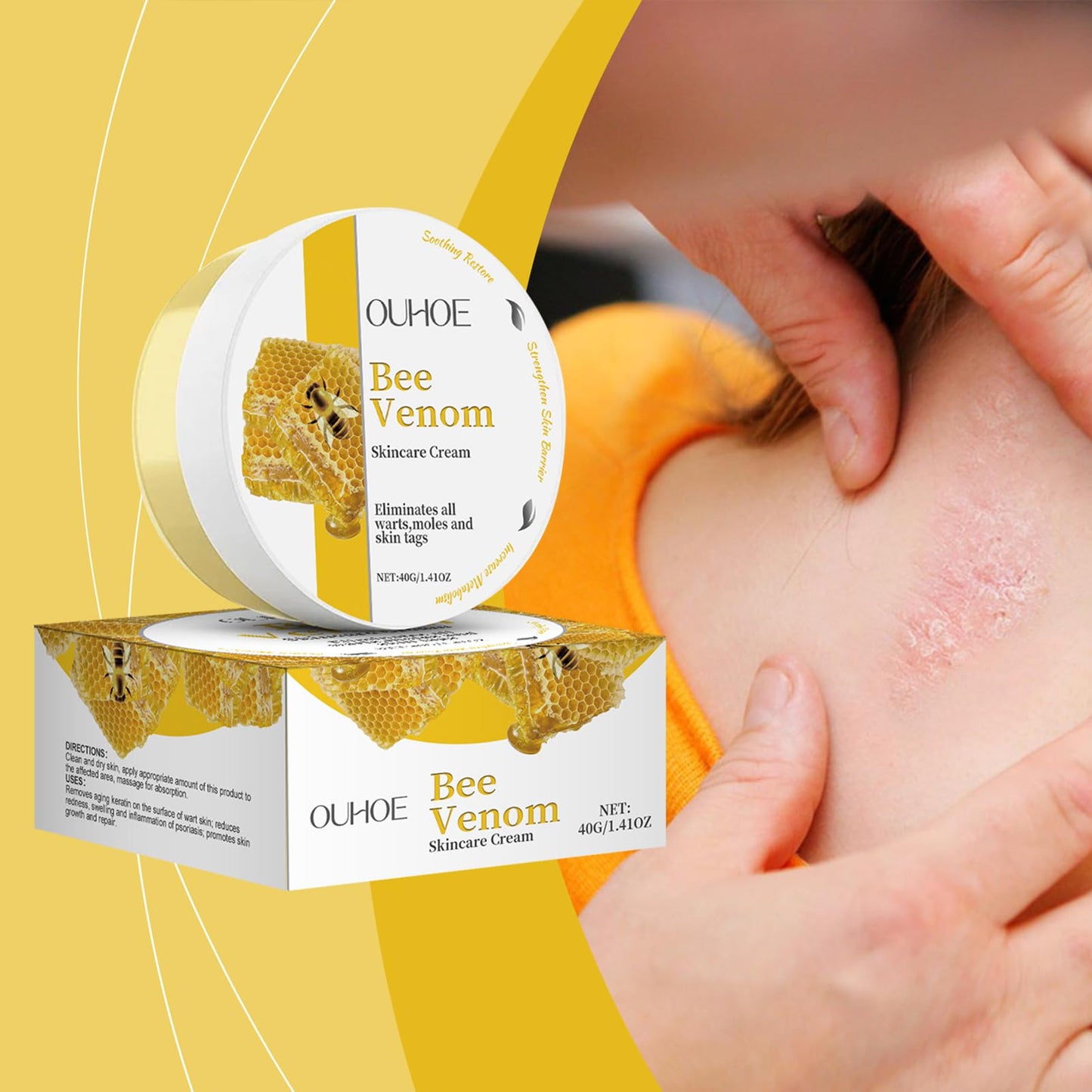 ISBEAUSOLS Bee Venom Cream - Anti-Ageing Day & Night Cream for Wrinkles - Firming Creams for Menopause Skin Tightening - Bee Venom Skin Treatment Creams - Honey & Dry Elbow Repair - Bumpy Skin Relief