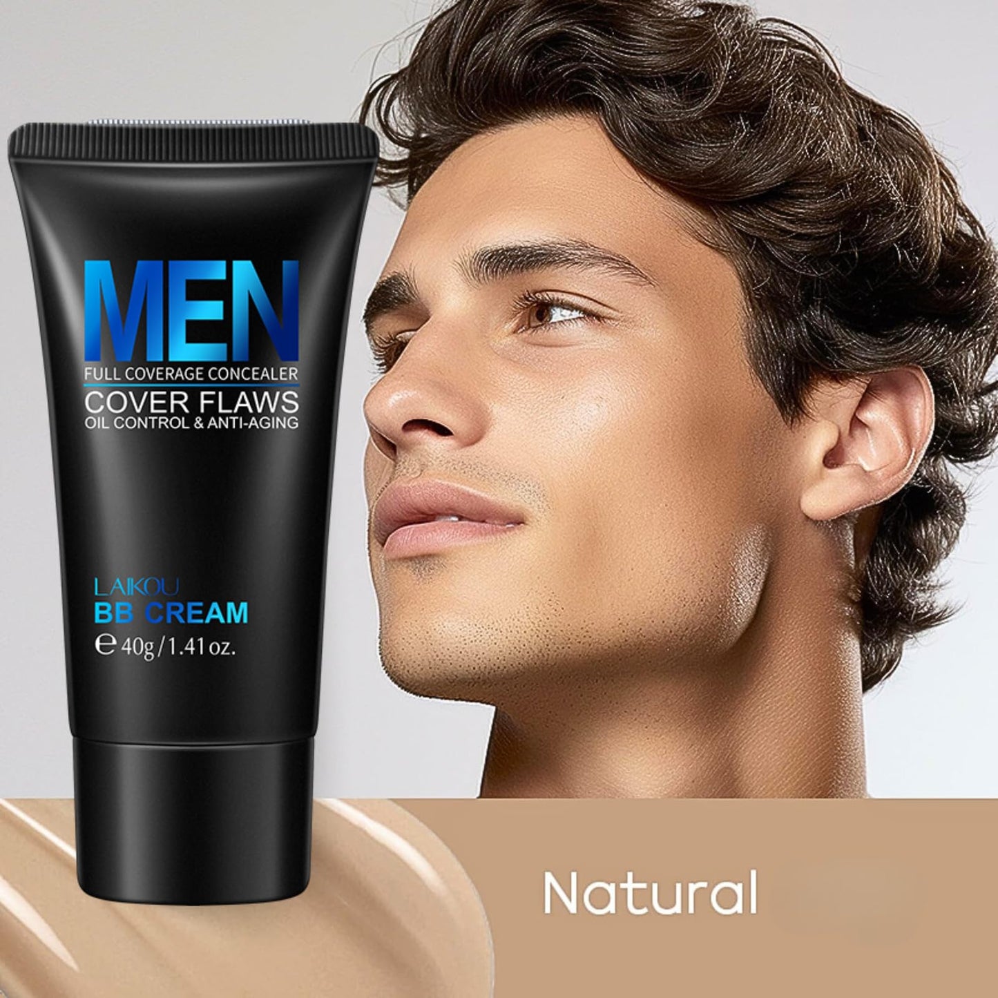 Trendyfave Mens BB Cream Foundation, BB Cream Light, Face Moisturiser For Oily Skin, Concealer For Mature Skin, Face Make-Up, Anti Age Face Cream, Anti Redness Cream For Face