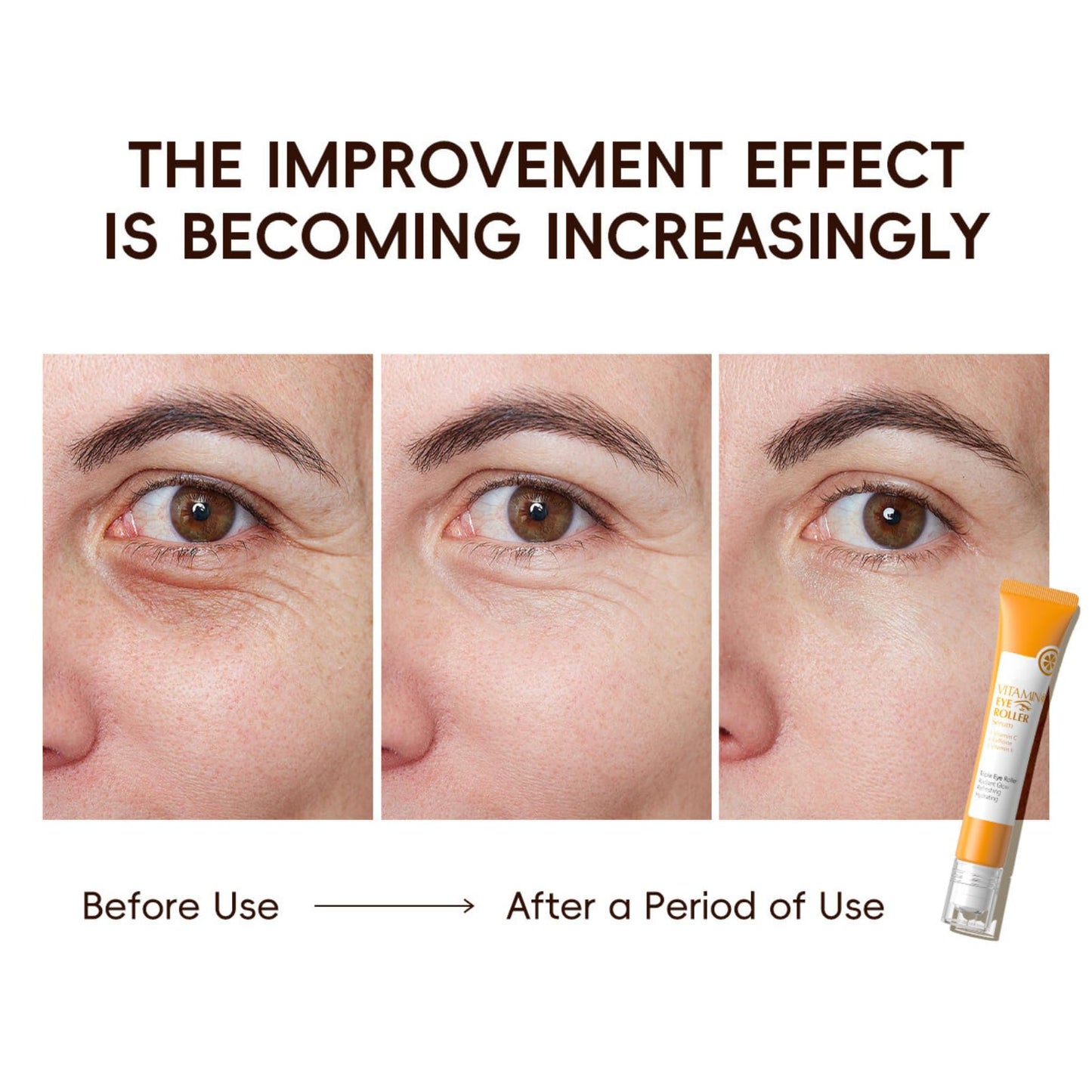 Vitamin C Eye Serum,Eye Bags Remover Women,Eye Roller for Dark Circles and Puffiness,Skincare for Dark Circles Under Eye Treatment Women,Liquid Eye Cream with Niacinamide,Caffeine