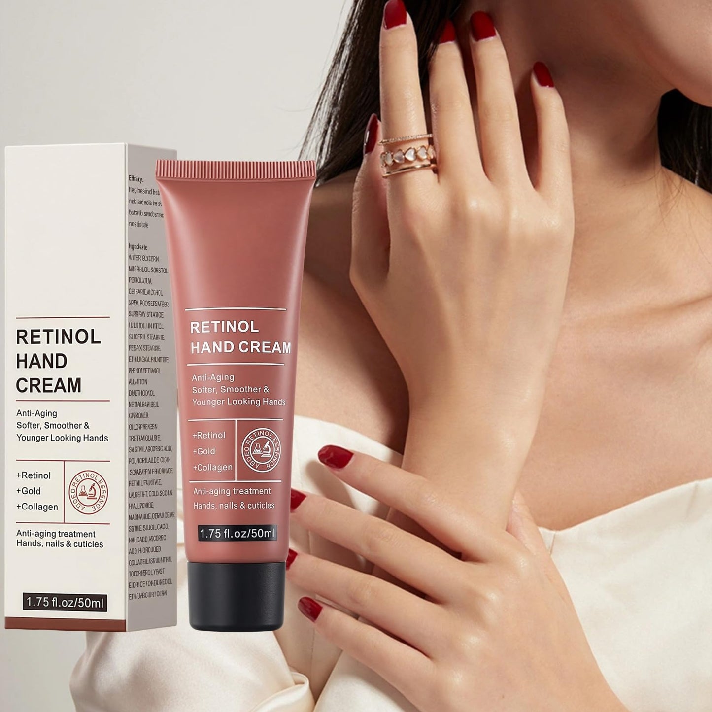 Ruojiar Retinol Hand Cream - Anti Aging,Relief Intense Moisture Hand Cream,Firming Hand Lotion,Retinol Moisturizer for Aging,Care &Protects Skin,Suitable for All Skin Types,Moisturize Effectively Non-Greasy