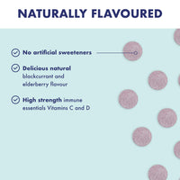 HIGHER NATURE Higher Nature - Immune Effervescent - Easy to Take Immune Support - Vitamin C, D & Zinc - No Artificial Sweeteners – Blackcurrant and Elderberry Flavour - 20 Tablets