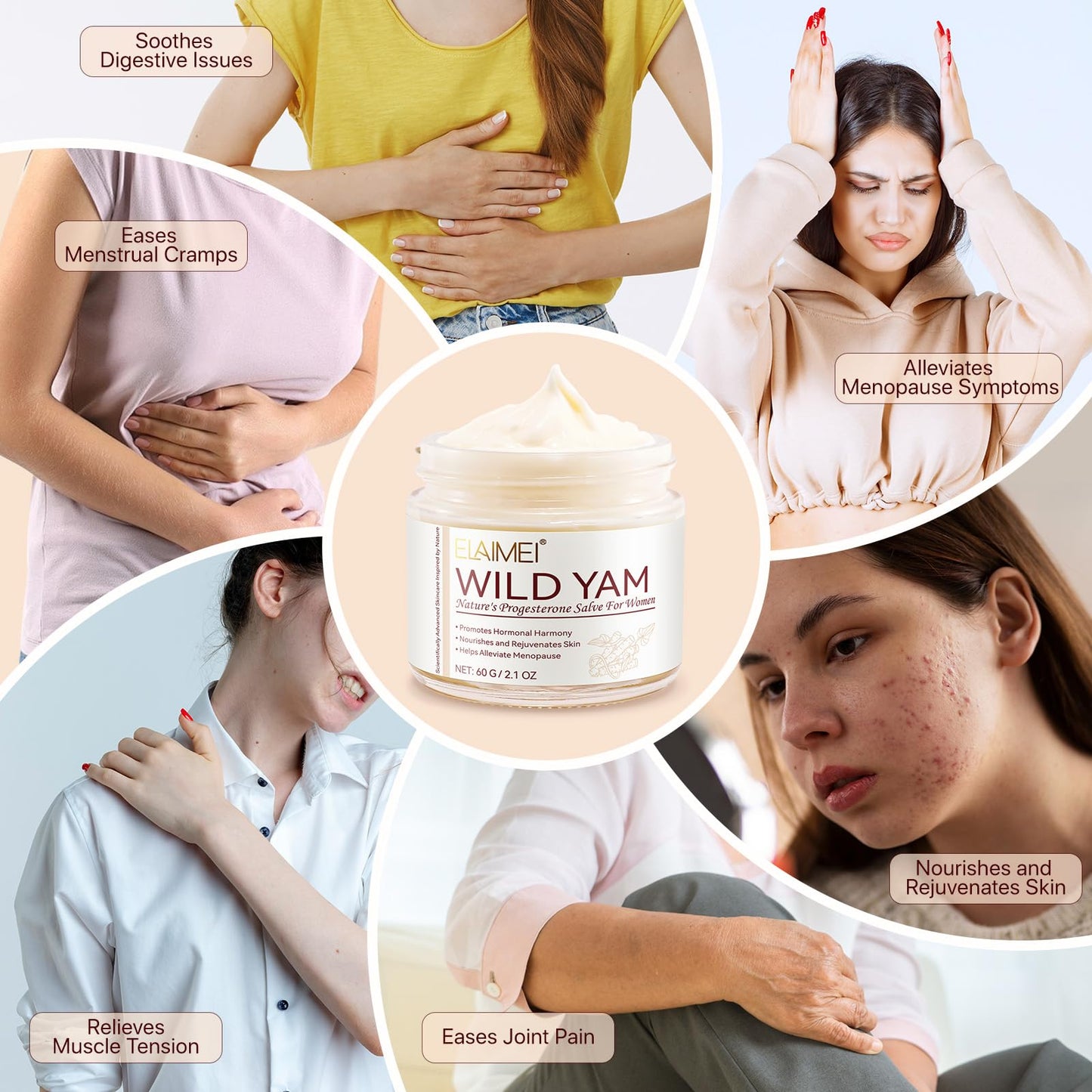 Datival Wild Yam Cream, Menopause and Hormone Balance Organic Yam Cream for Women, Wild Yam Root Cream Skin Moisturizer, Relief for Dry Skin, 60 ML