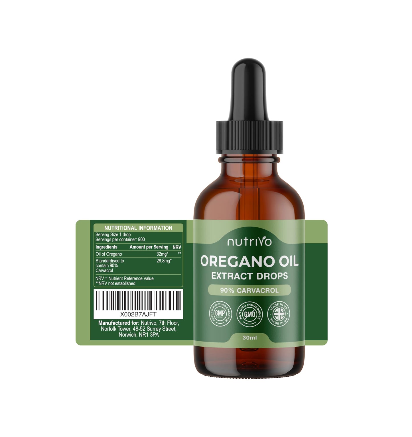 Oregano Oil Drops - 90% Carvacrol | 30ml Bottle - Over 1 Year Supply | Pure Wild Oregano Oil for Immune Support, Digestive Health & Natural Wellness | Pure and Potent Oil of Oregano