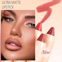 QUIWEN Matte Lip Crayon Nude Lipstick Pencil Velvety Creamy Matte Lip Liner Full Coverage High Pigment Waterproof Long Lasting Lipstick for Women, Non-Stick Cup Lipliner Pencil