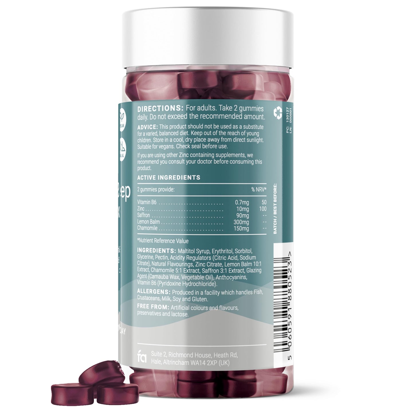 Feel Amazing Saffron Sleep Complex Gummies - Natural Sleep Aid with Lemon Balm, Chamomile, Zinc & Vitamin B6 - Vegan, Halal - Mixed Berry Flavour, 60 Gummies, 30-Day Supply (1)