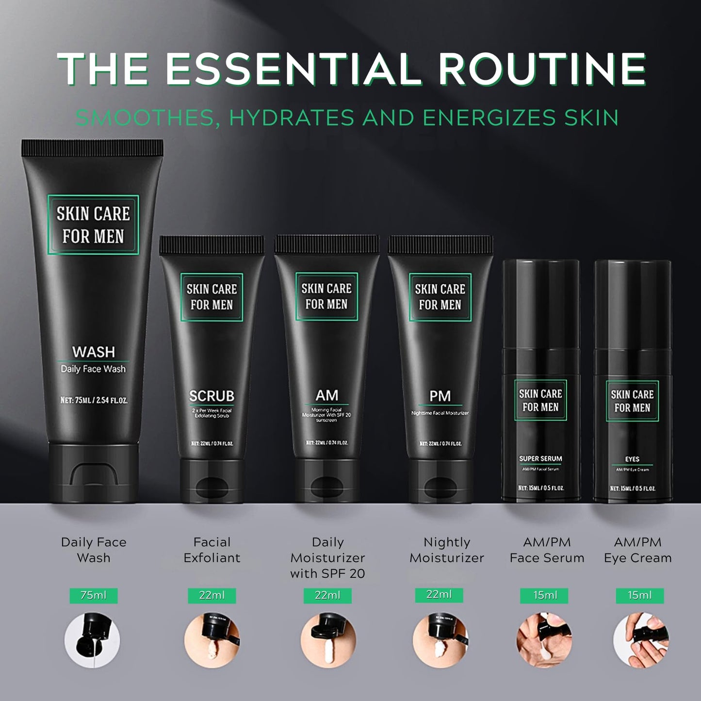Lumiter Men's Anti-Aging Care Set, Mens Skin Care Sets & Kits, Mens Face Cream, Night Cream, Face Wash & Scrub, Eye Cream, Anti Wrinkle Serum, Gifts for Men, Men Day & Night