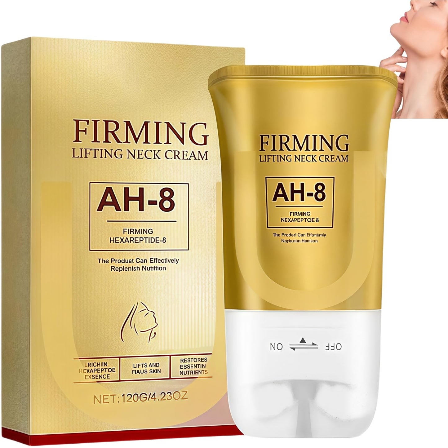 SEMECOMER Ah-8 Firming Neck Cream, Tightening & Lifting Cream with Double Roller Massage, Enriched with Hexapeptide for Moisturizing & Nourishing. Anti-Aging Neck Treatment for Wrinkles & Sagging Skin
